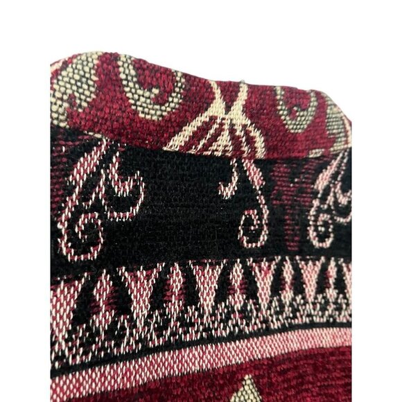 Retro Floral Tapestry Jacket M Red Retro Classic Artsy Beaded Festive Boho 80s - Picture 12 of 15